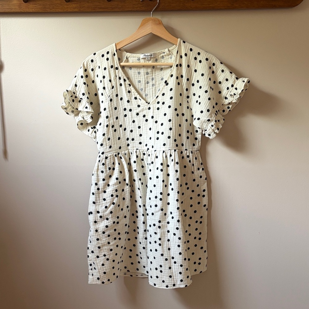 Madewell Gauze Cream / Black Polka Dot